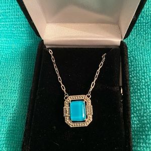 Judith Ripka Vintage Art Deco blue quartz necklace